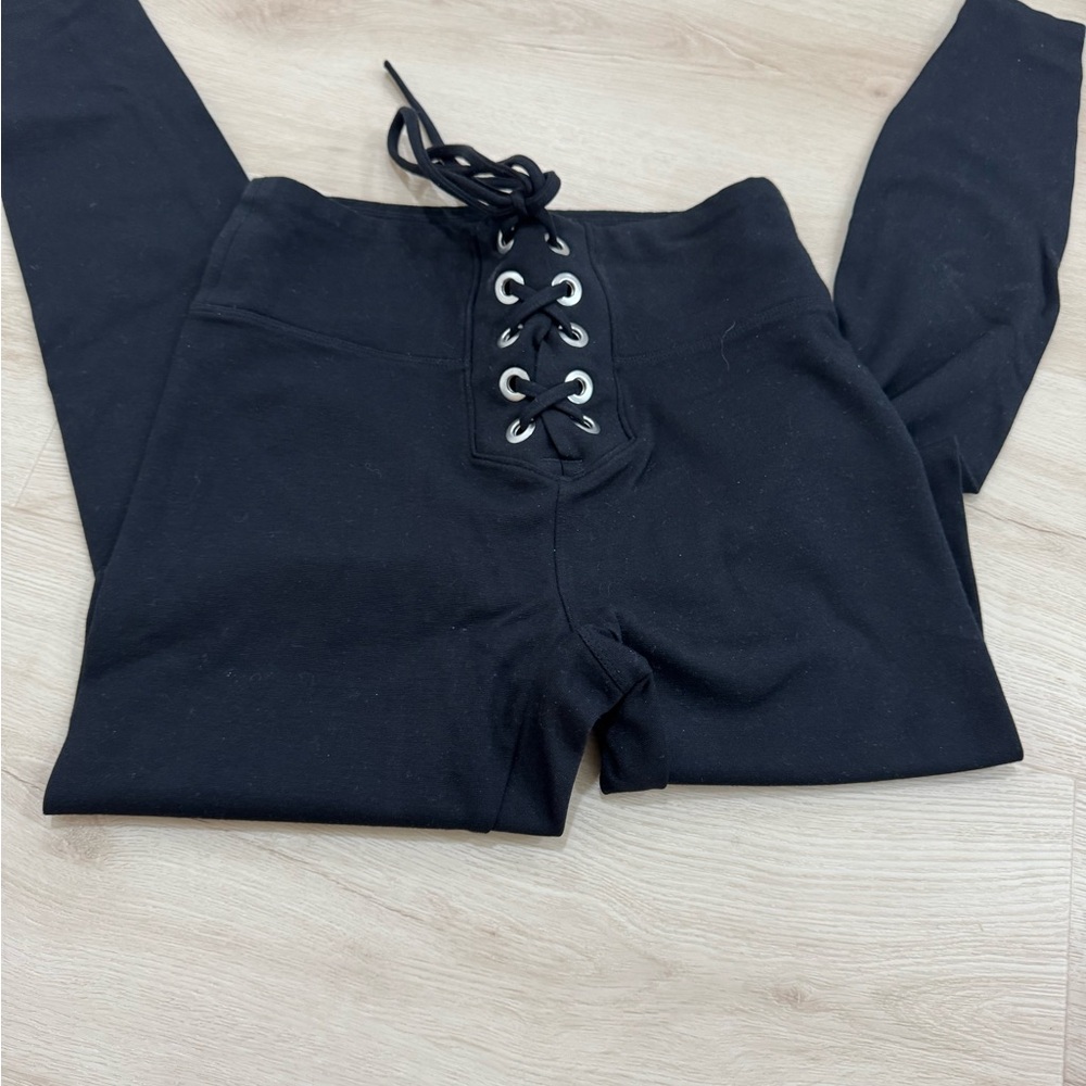 Express Black Lace-Up Leggings- Size Small
